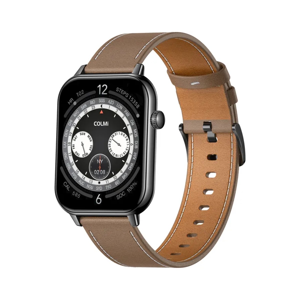 Colmi C28 AMOLED Display Ultra Slim Smartwatch With Leather Strap