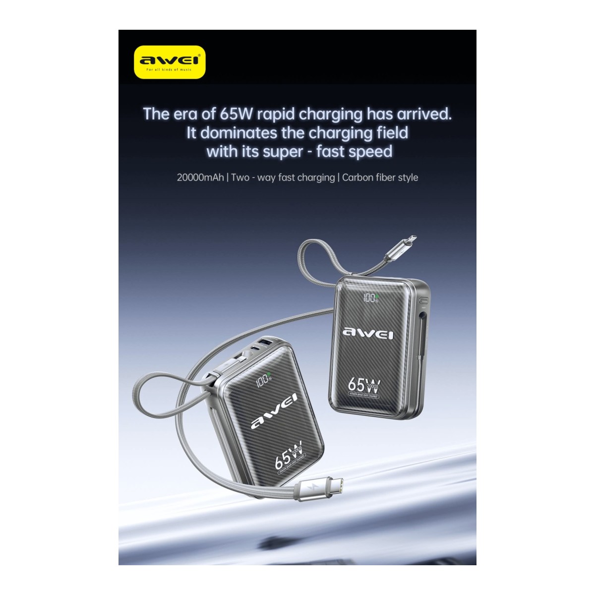 AWEI MH818 65W 20000mAh Power Bank