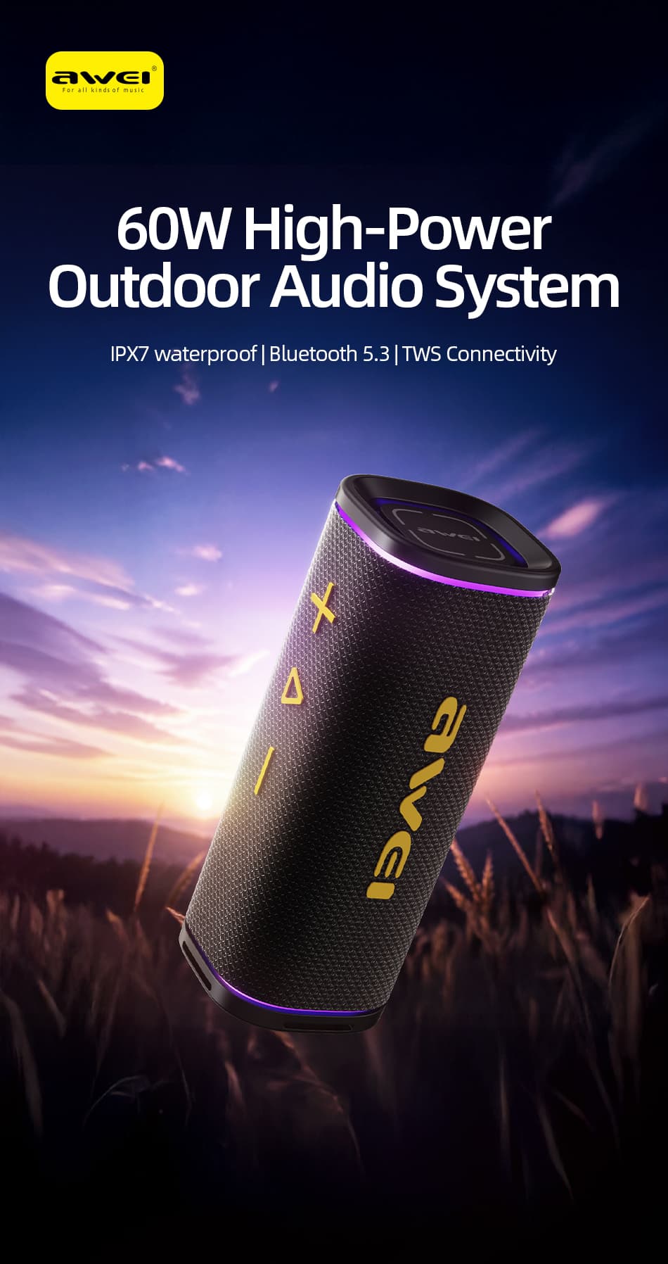 AWEI KA86 60W High‑Power Outdoor Bluetooth Speaker